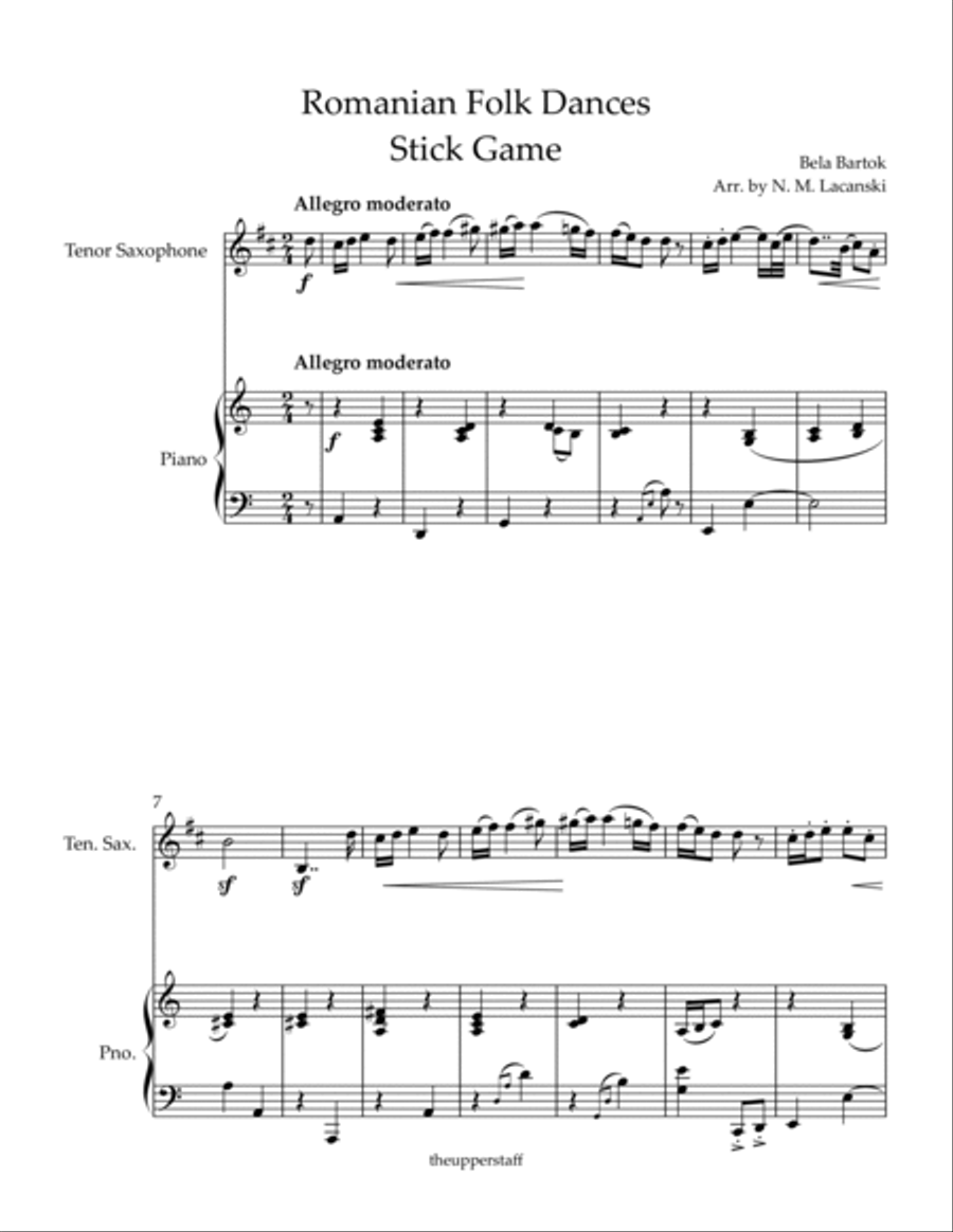 Romanian Folk Dances Stick Game Tenor Saxophone scores gallery preview page 2
