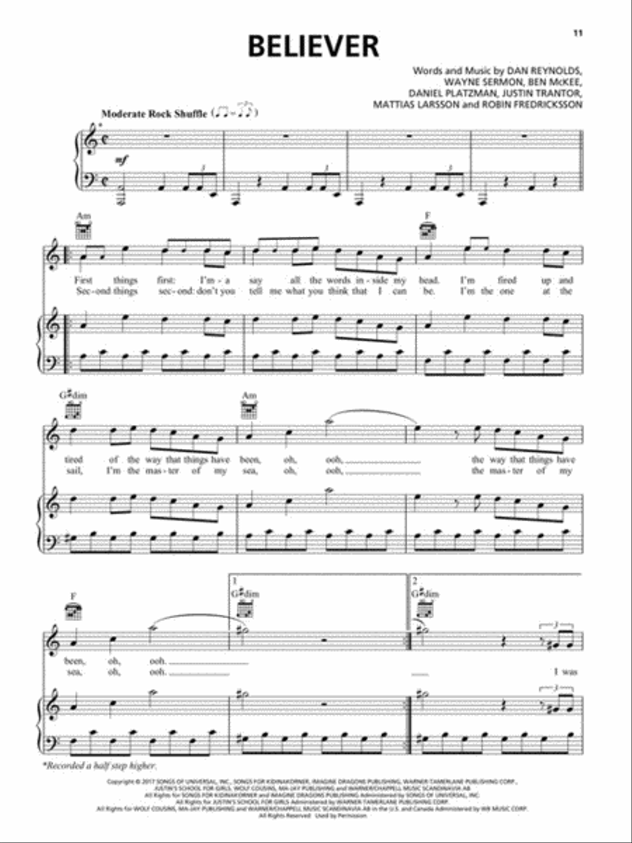 40 Most Streamed Songs of 2017-2018 Piano, Vocal, Guitar scores gallery preview page 5