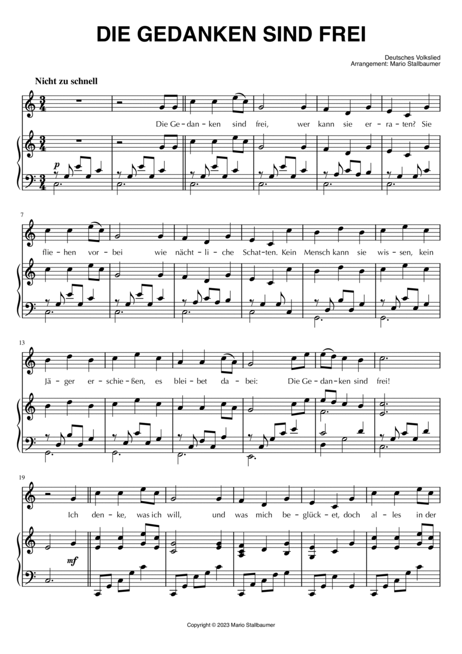 Die Gedanken sind frei Voice scores gallery preview page 1