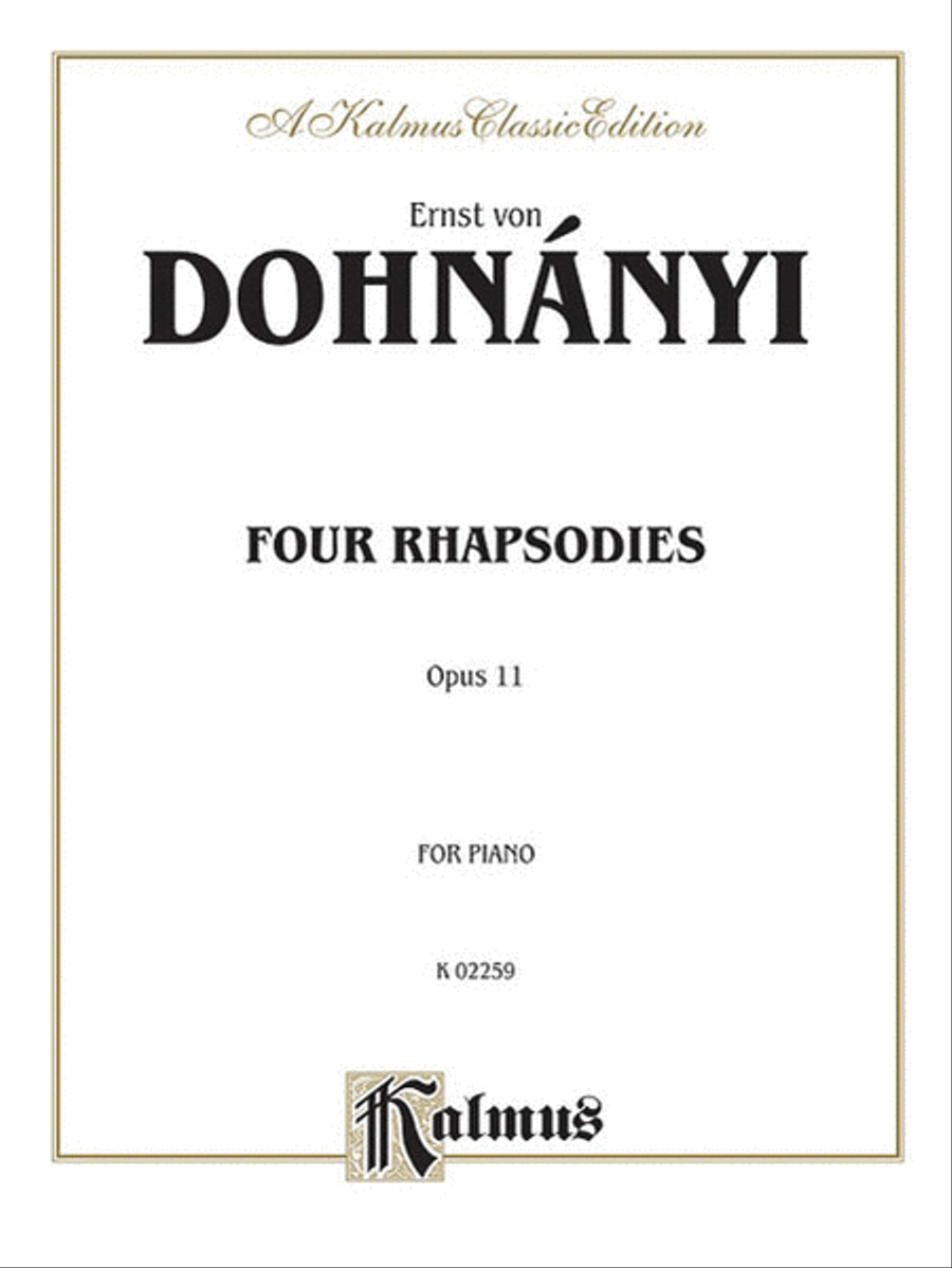 4 Rhapsodies, Op. 11 4 Rhapsodies, Op. 11 Piano Solo scores gallery preview page 1