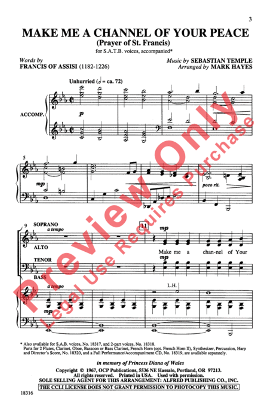 Make Me a Channel of Your Peace 4-Part scores gallery preview page 3