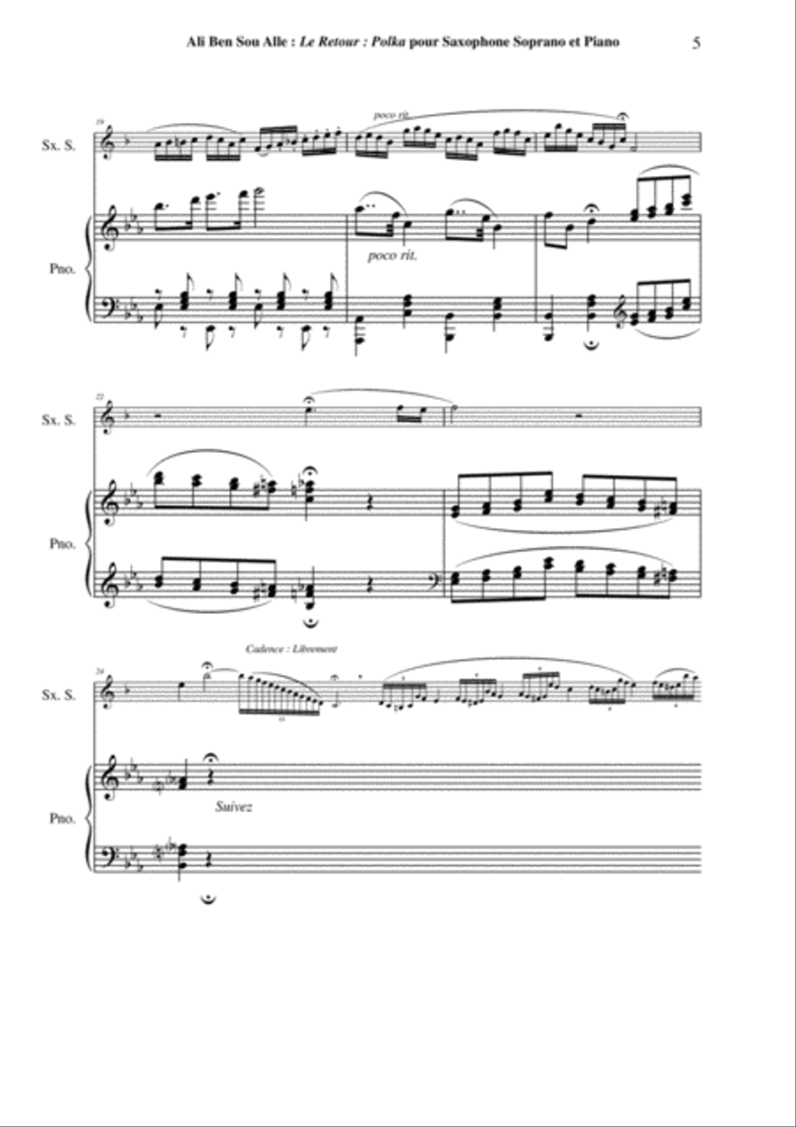 Ali Ben Sou Alle: Le Retour : Polka for soprano saxophone and piano Soprano Saxophone scores gallery preview page 5