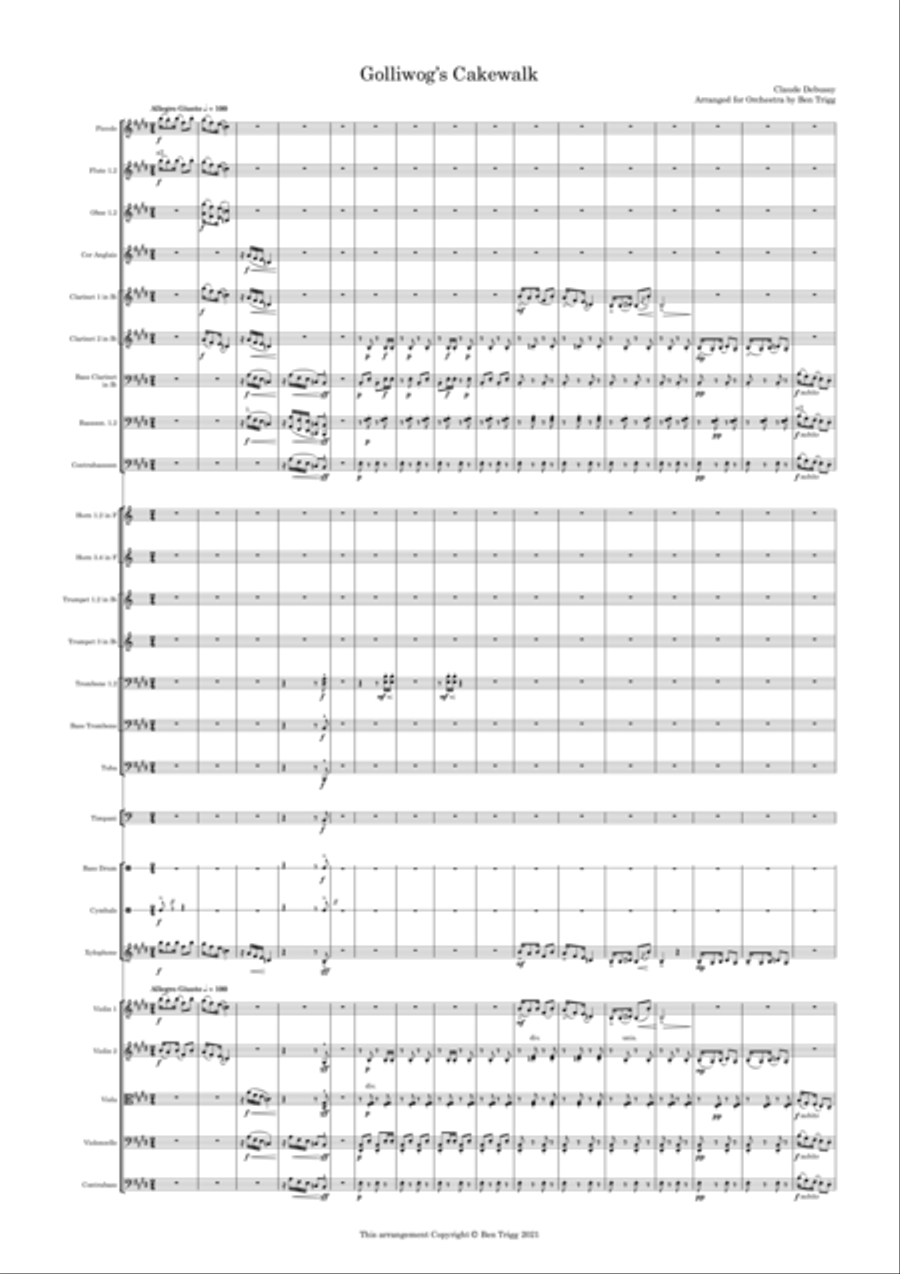 Golliwog's Cakewalk (Full Orchestra) – Score and Parts – Transposed to E Full Orchestra scores gallery preview page 3