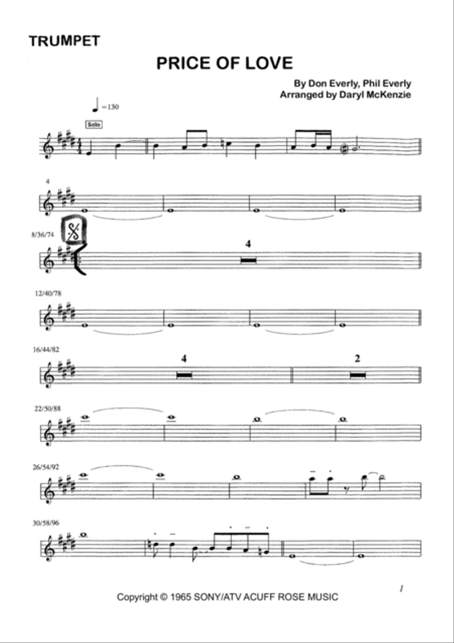 The Price Of Love Tenor Saxophone scores gallery preview page 1