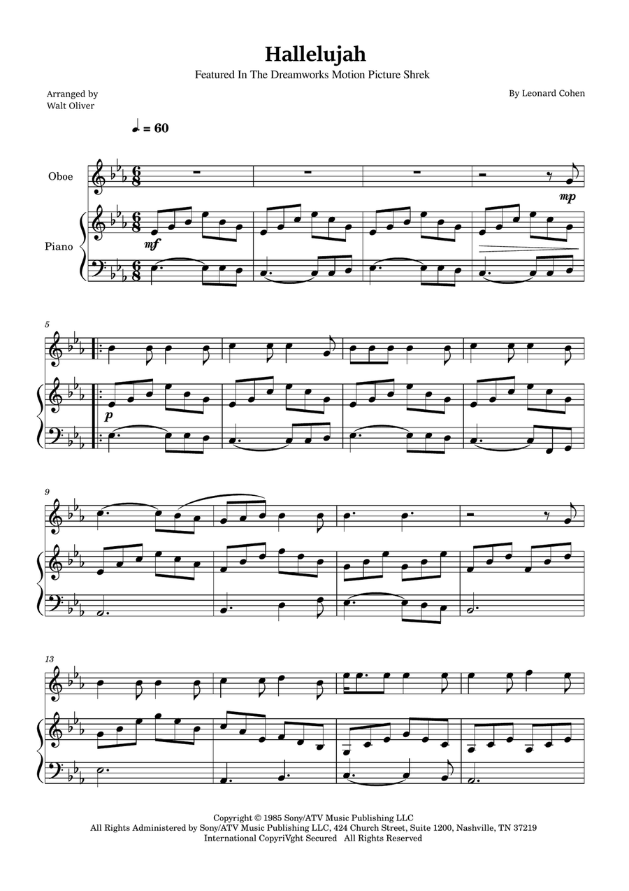 Hallelujah Piano scores gallery preview page 1