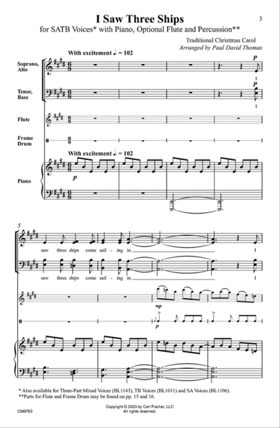 I Saw Three Ships I Saw Three Ships 4-Part scores gallery preview page 2