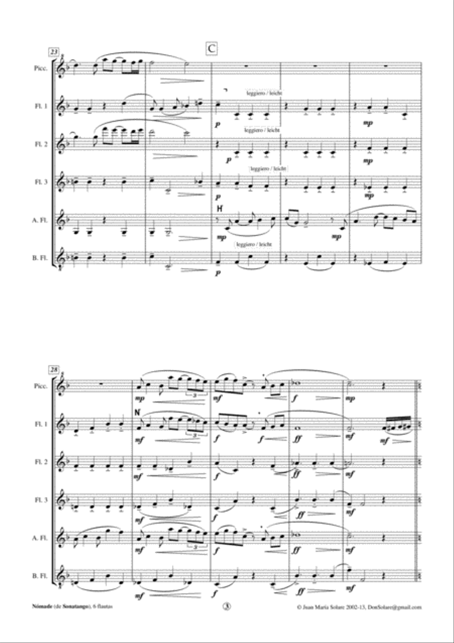 Nómade [flute choir - 6 parts] Flute Choir scores gallery preview page 6