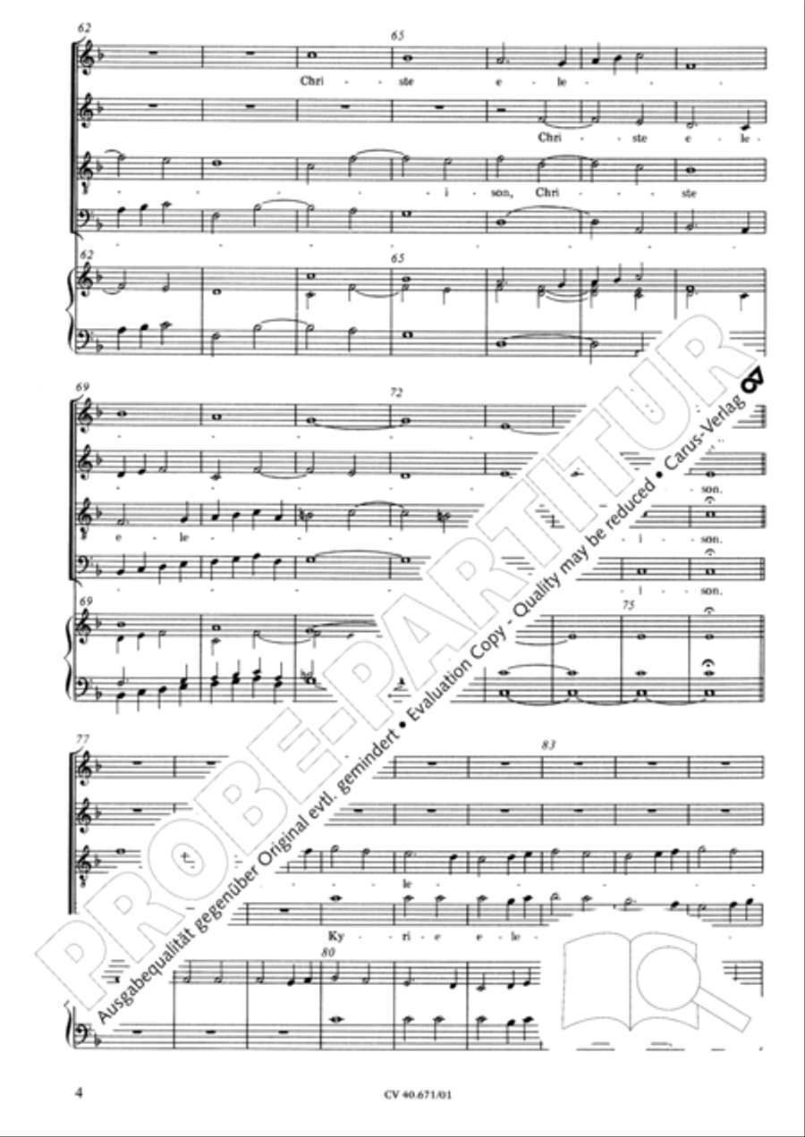 Mass in F major (Missa in F. Selva morale et spirituale) 4-Part scores gallery preview page 20