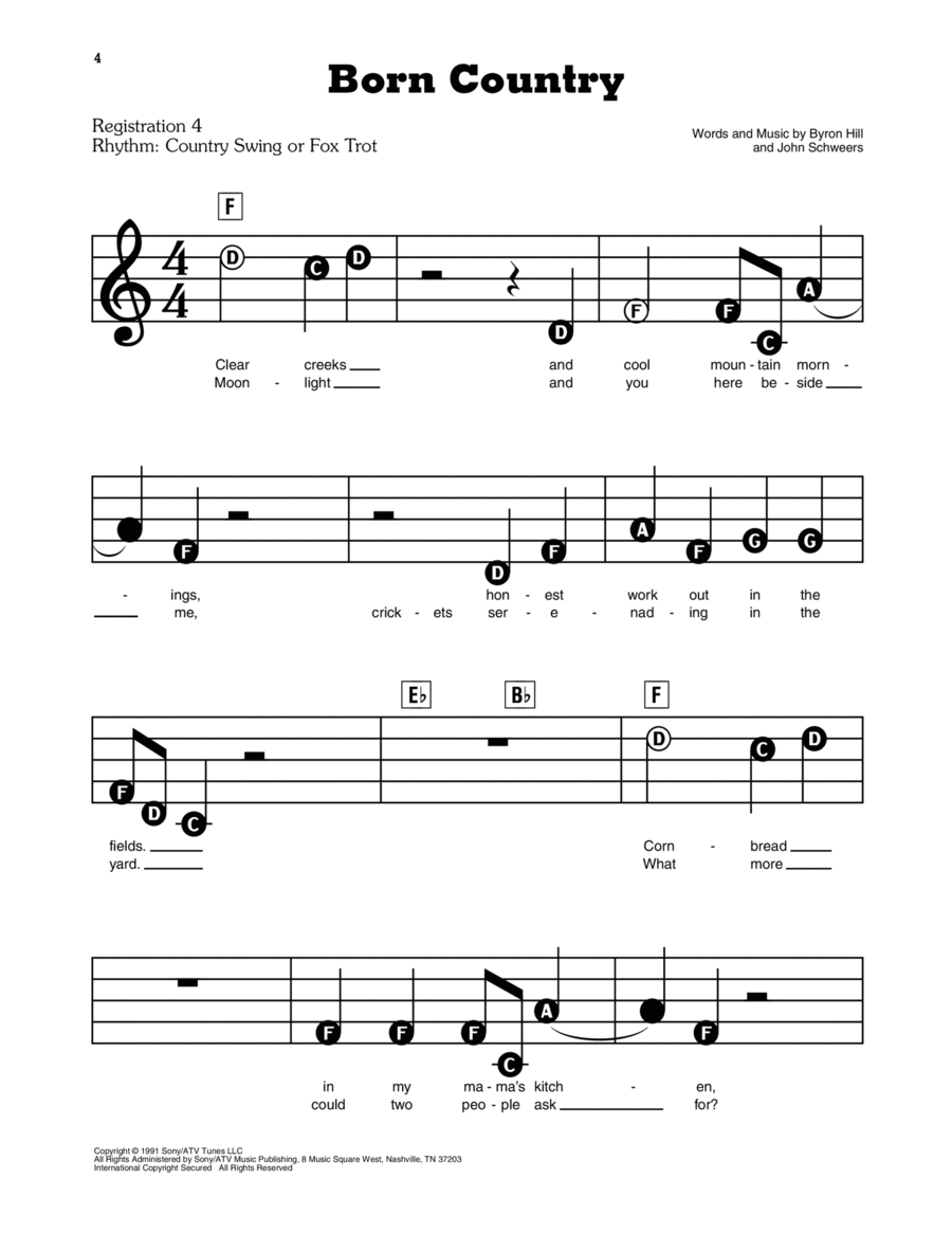 Born Country Electronic Keyboard scores gallery preview page 1
