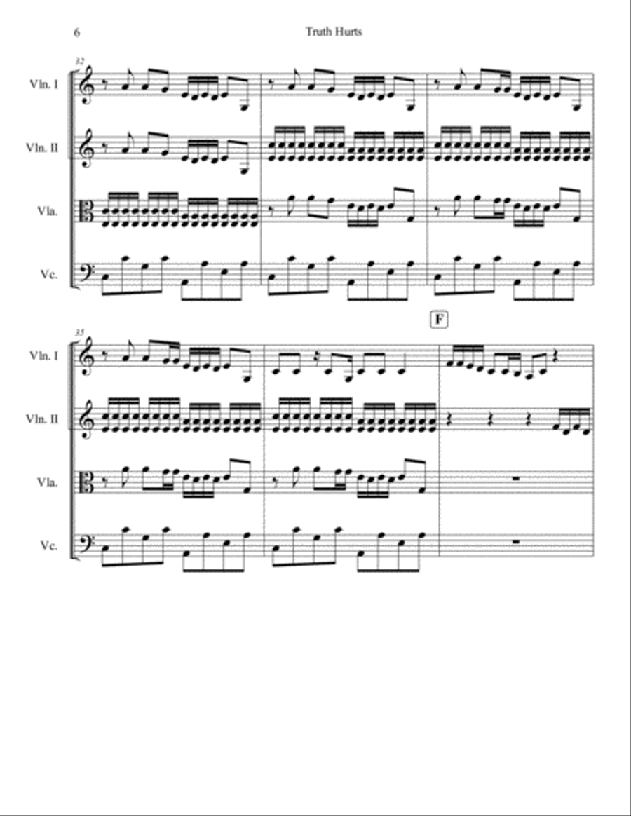 Truth Hurts String Quartet scores gallery preview page 6