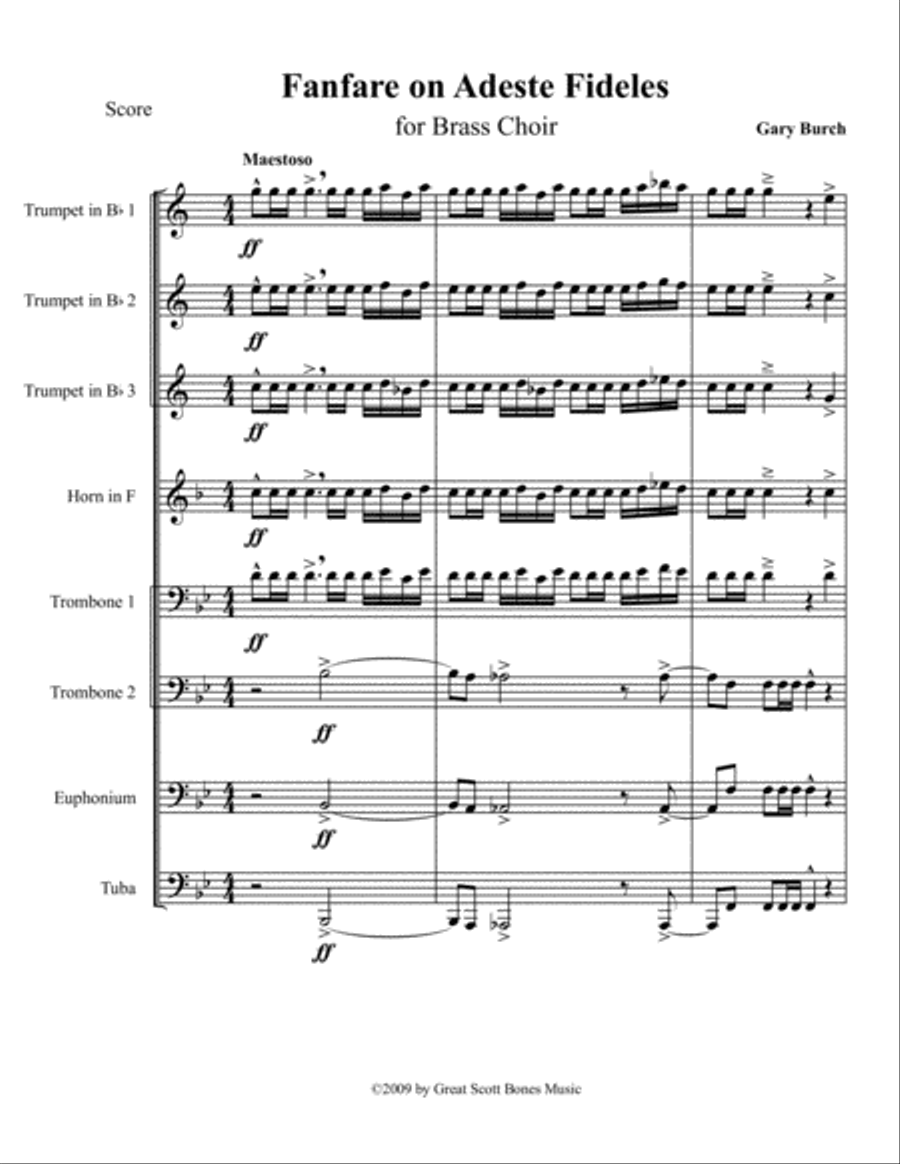 Fanfare on Adeste Fideles Brass Ensemble scores gallery preview page 2