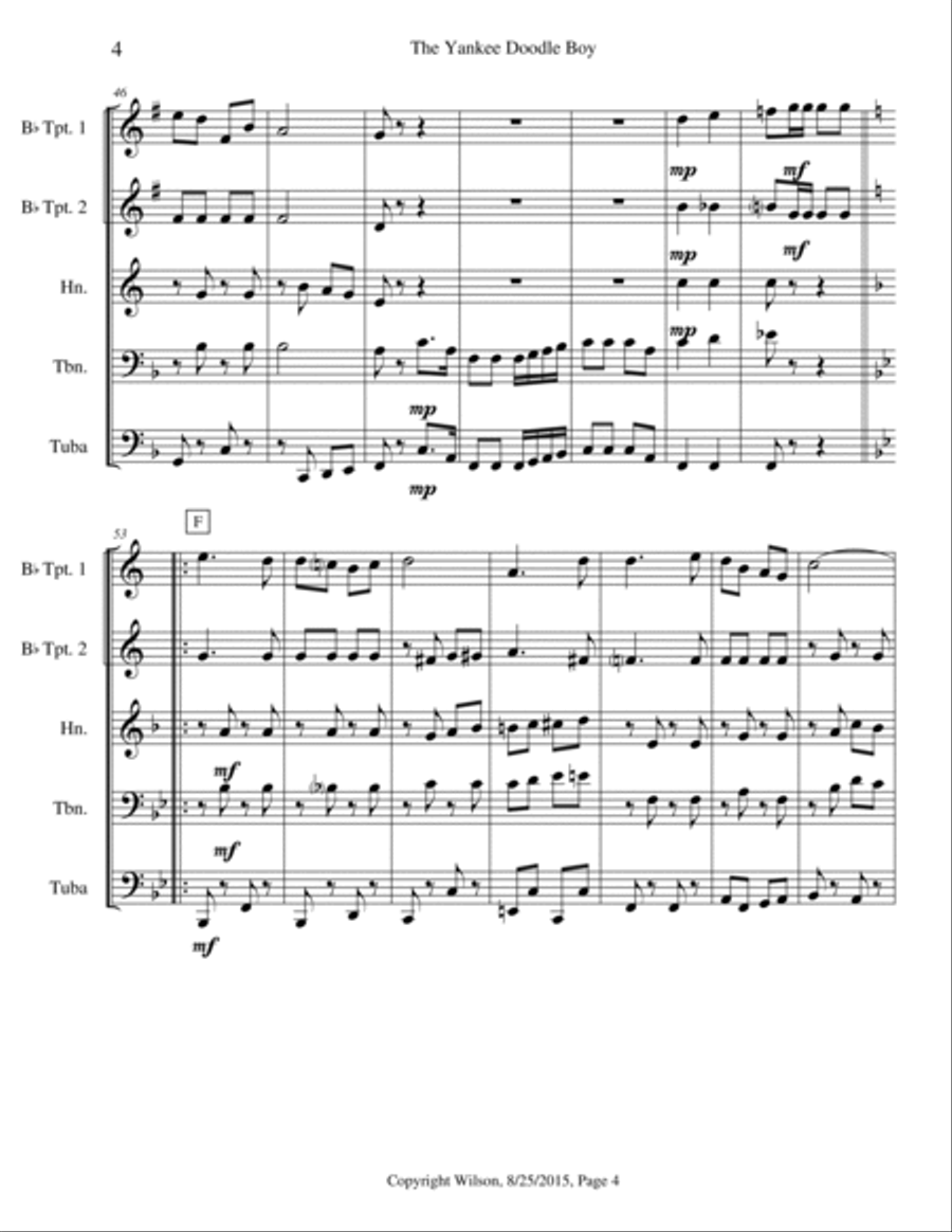 Yankee Doodle Boy Brass Quintet scores gallery preview page 5