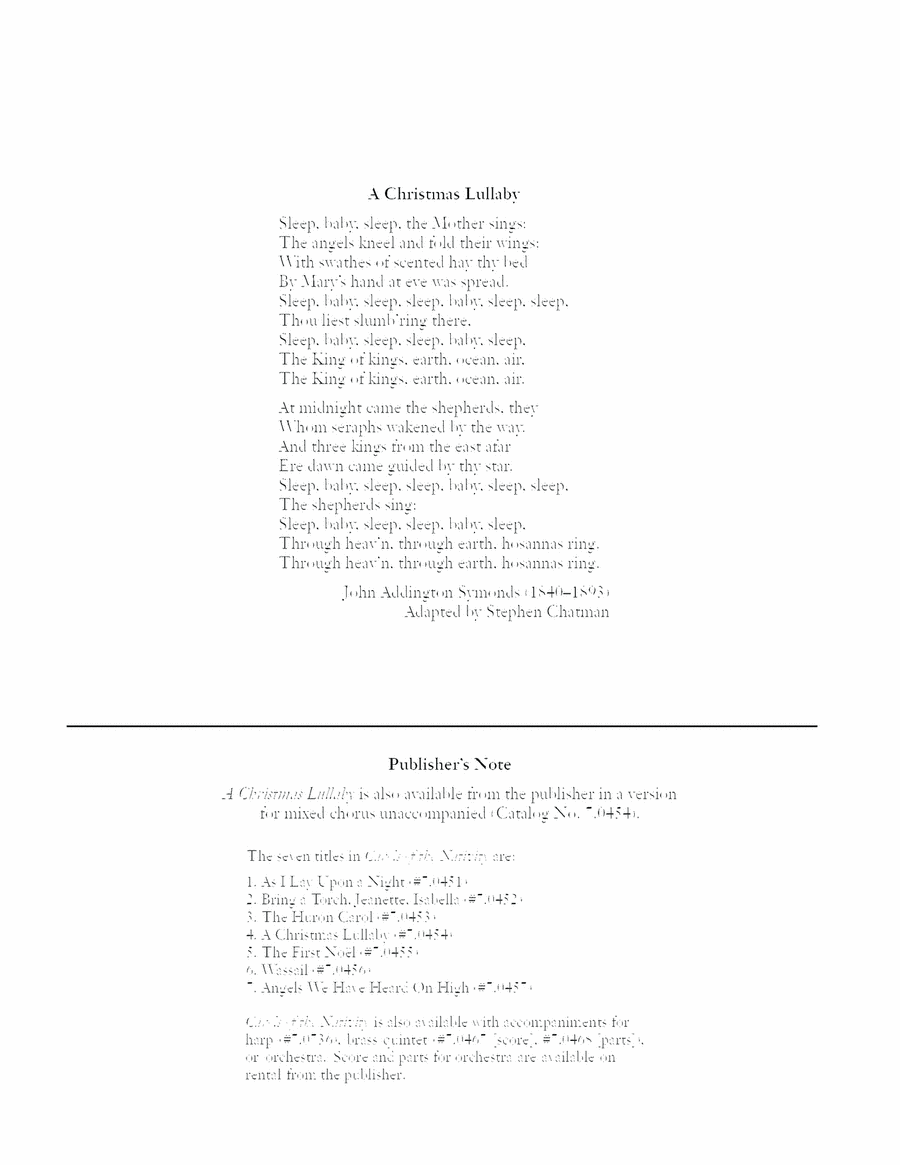 Carols of the Nativity: 4. A Christmas Lullaby A Cappella scores gallery preview page 1
