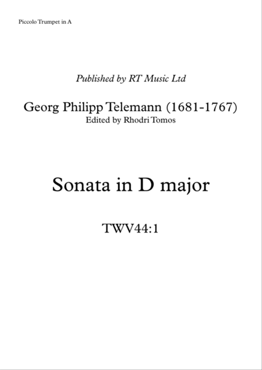 Telemann TWV44:1 Sonata in D major C Trumpet scores gallery preview page 1