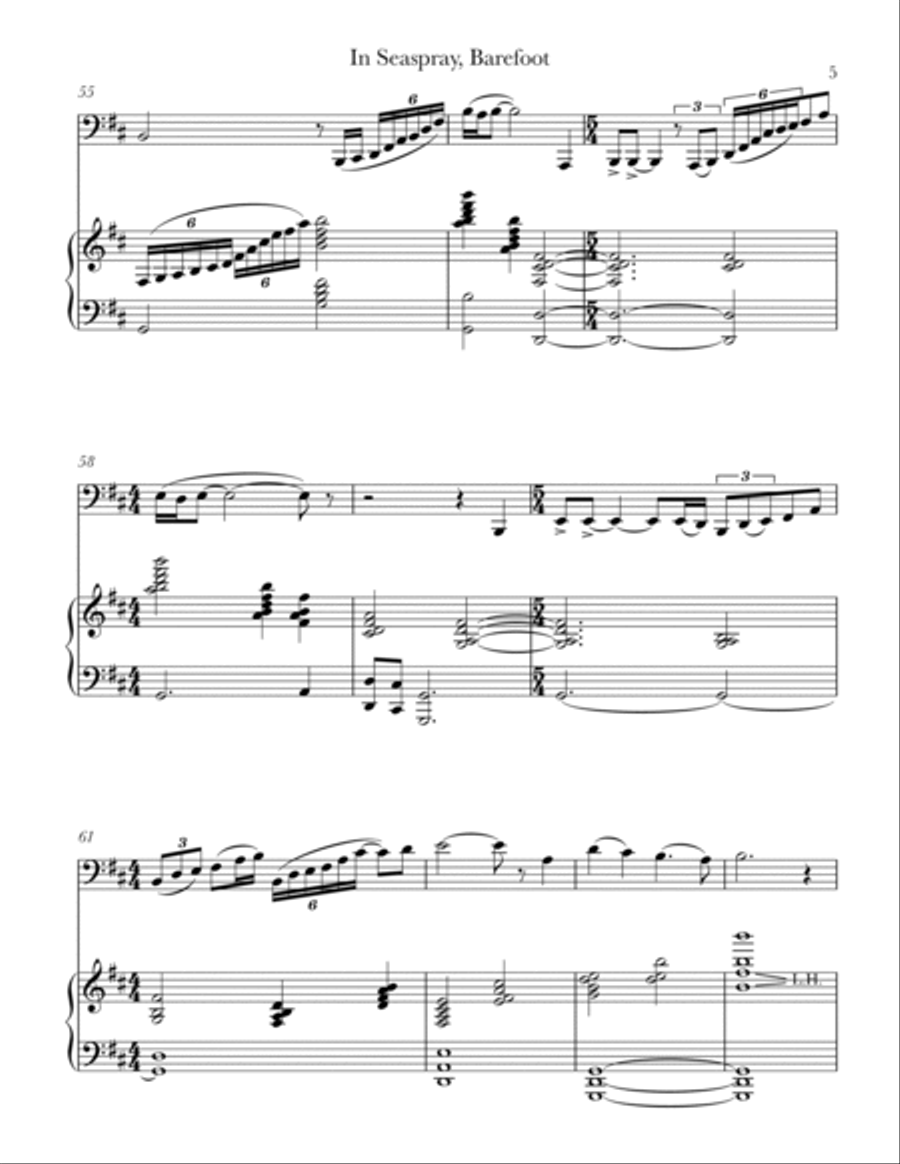 In Seaspray, Barefoot (tuba & piano) Tuba scores gallery preview page 6