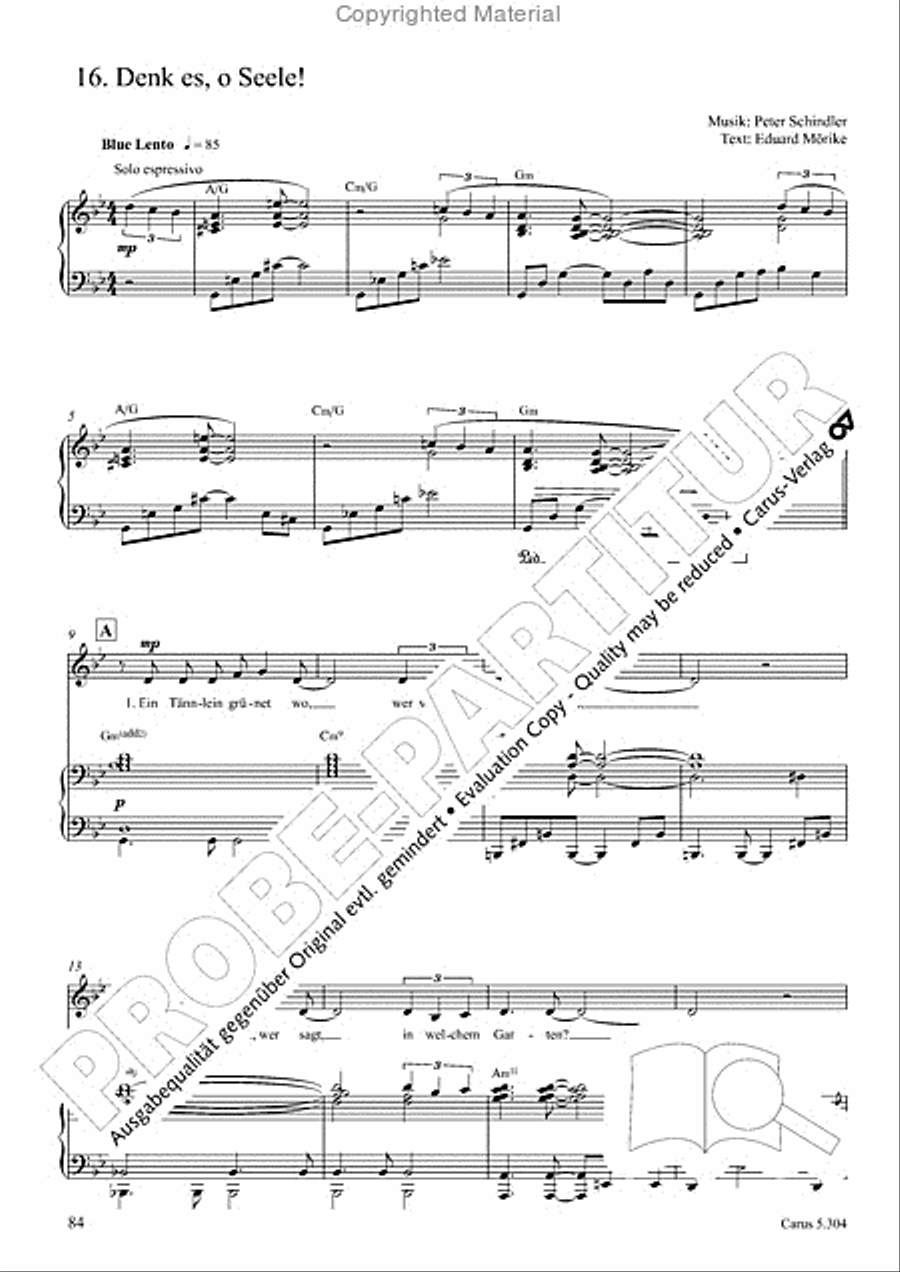 Schindler: Rosenzeit. Ein Liederzyklus uber die Liebe. Chansons fur Singstimme und Klavier Piano scores gallery preview page 85