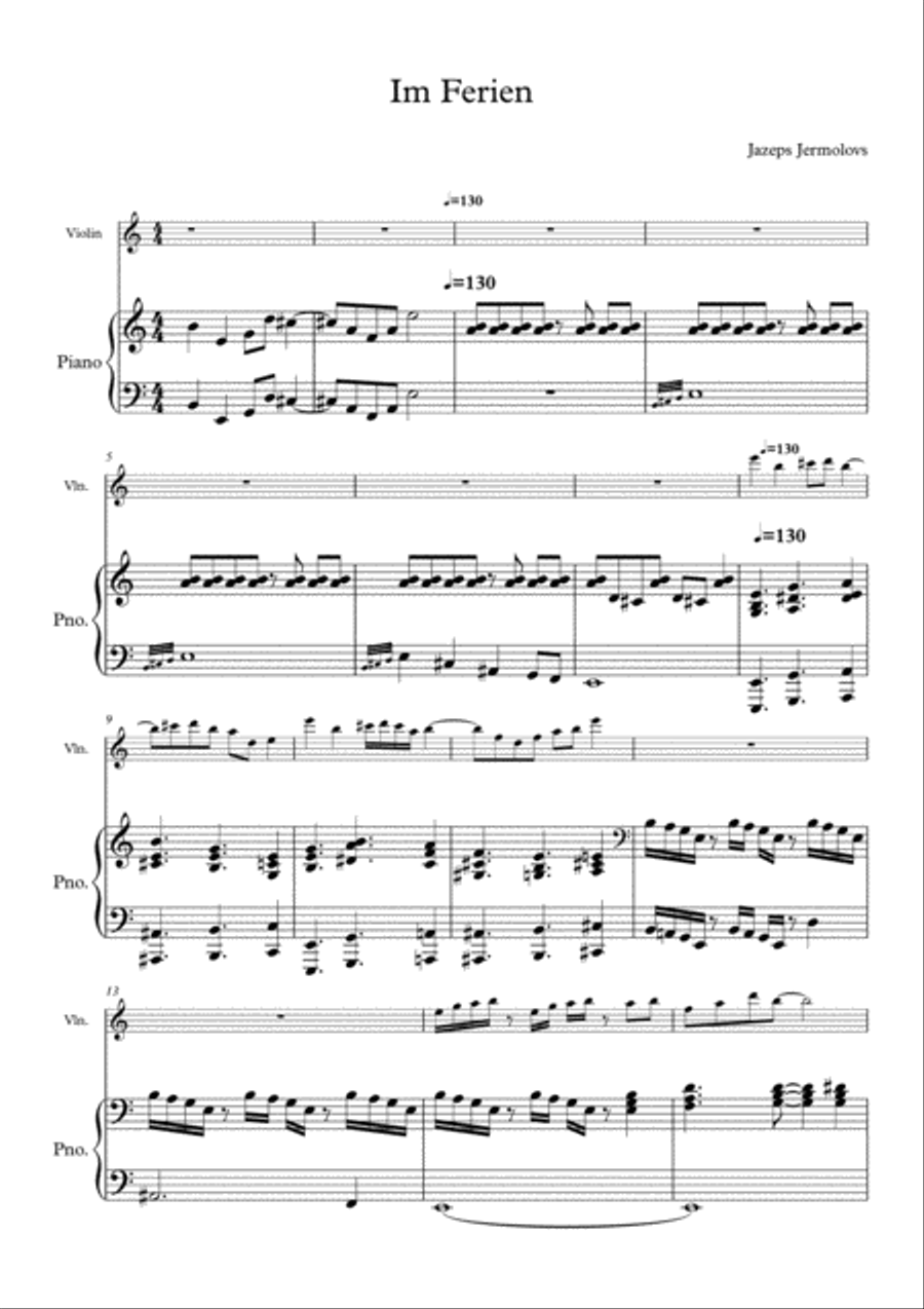 Im Ferien/ On Holidays Violin Solo scores gallery preview page 1