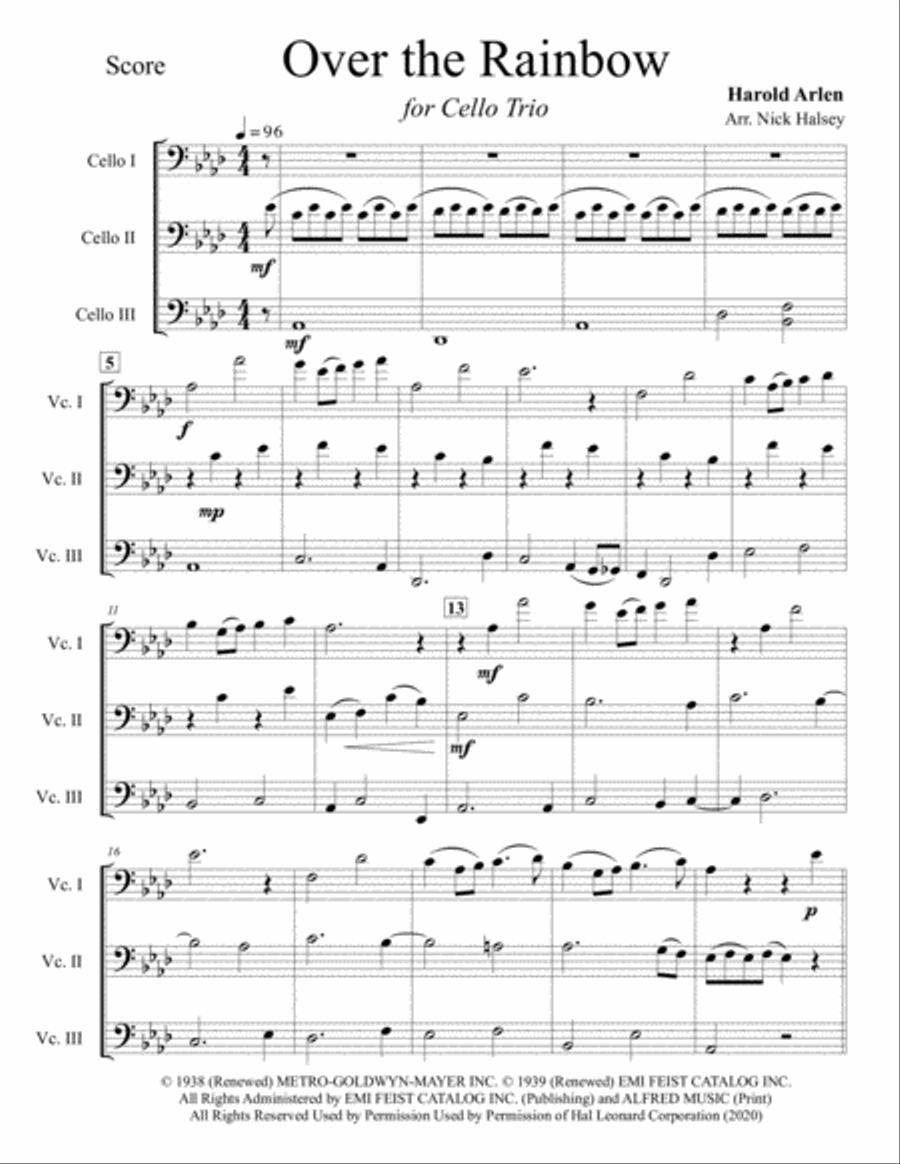 Over The Rainbow (from The Wizard Of Oz) Small Ensemble scores gallery preview page 1
