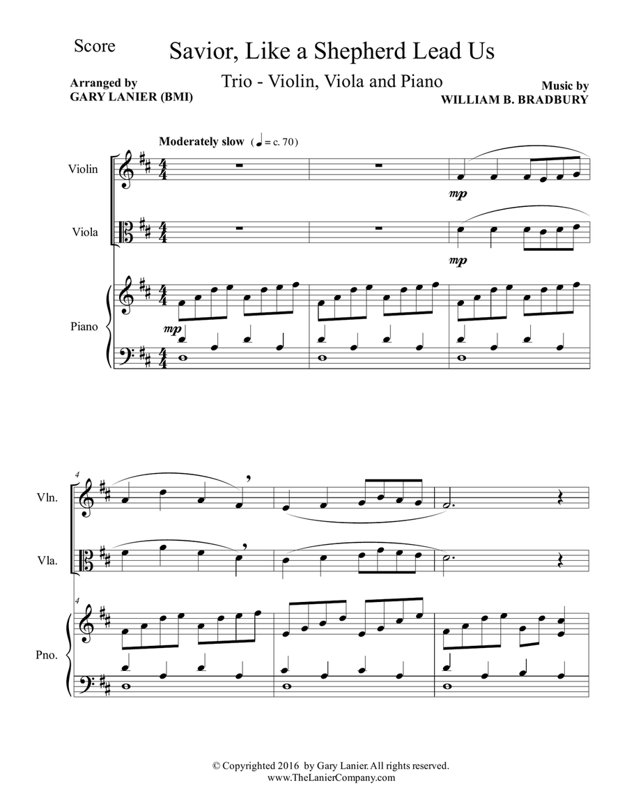 SAVIOR, LIKE A SHEPHERD LEAD US (Trio – Violin, Viola & Piano with Parts) Viola scores gallery preview page 2