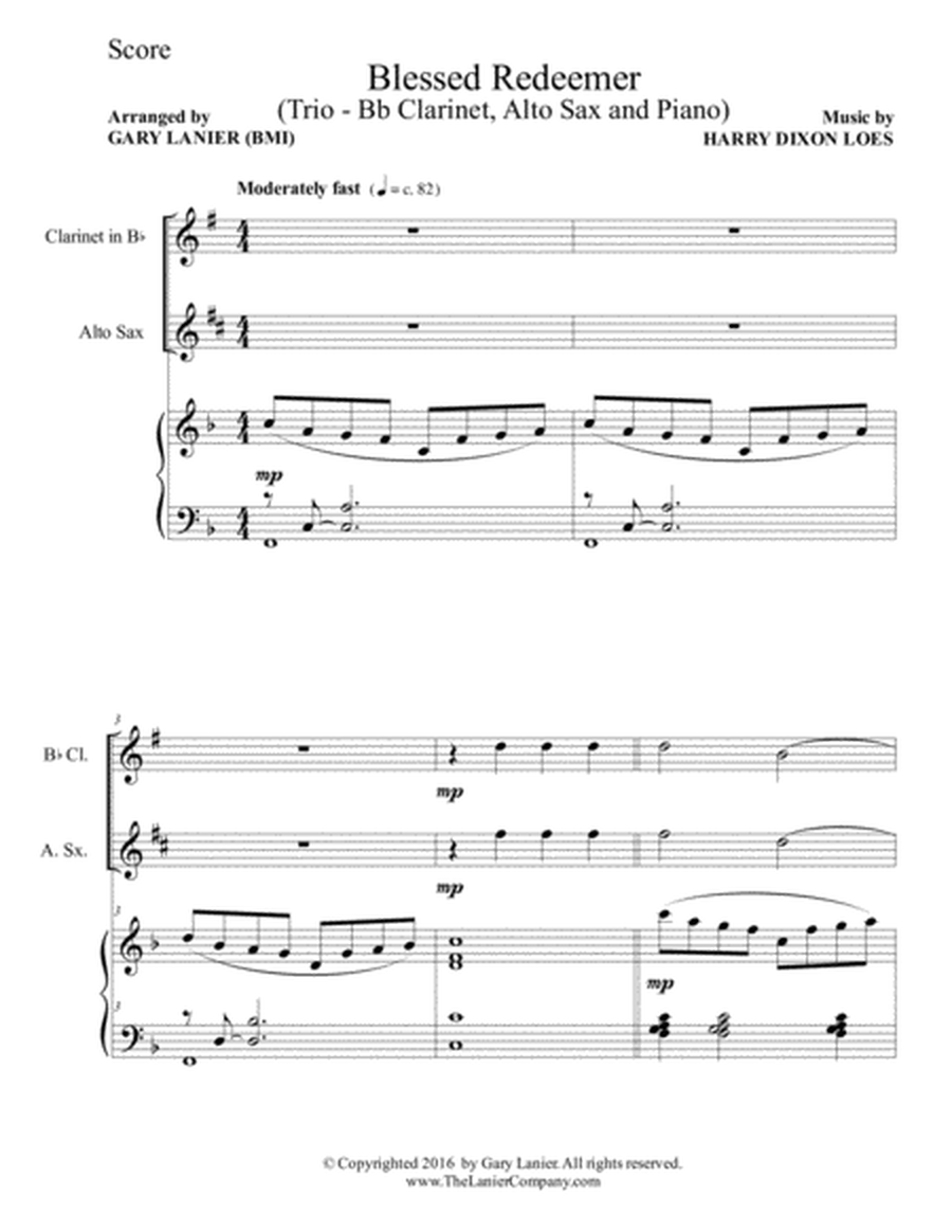 3 FAVORITE HYMNS (Trio - Bb Clarinet, Alto Sax & Piano with Score/Parts) image number null