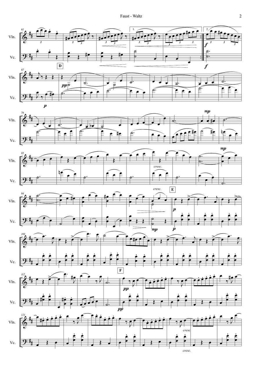 Gounod - Waltz from Faust - String duet String Duet scores gallery preview page 2