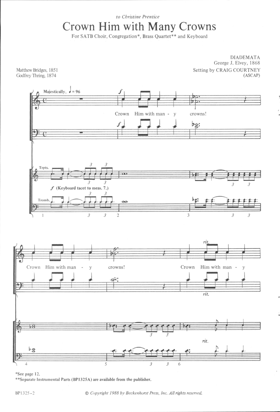 Crown Him With Many Crowns - Courtney 4-Part scores gallery preview page 2