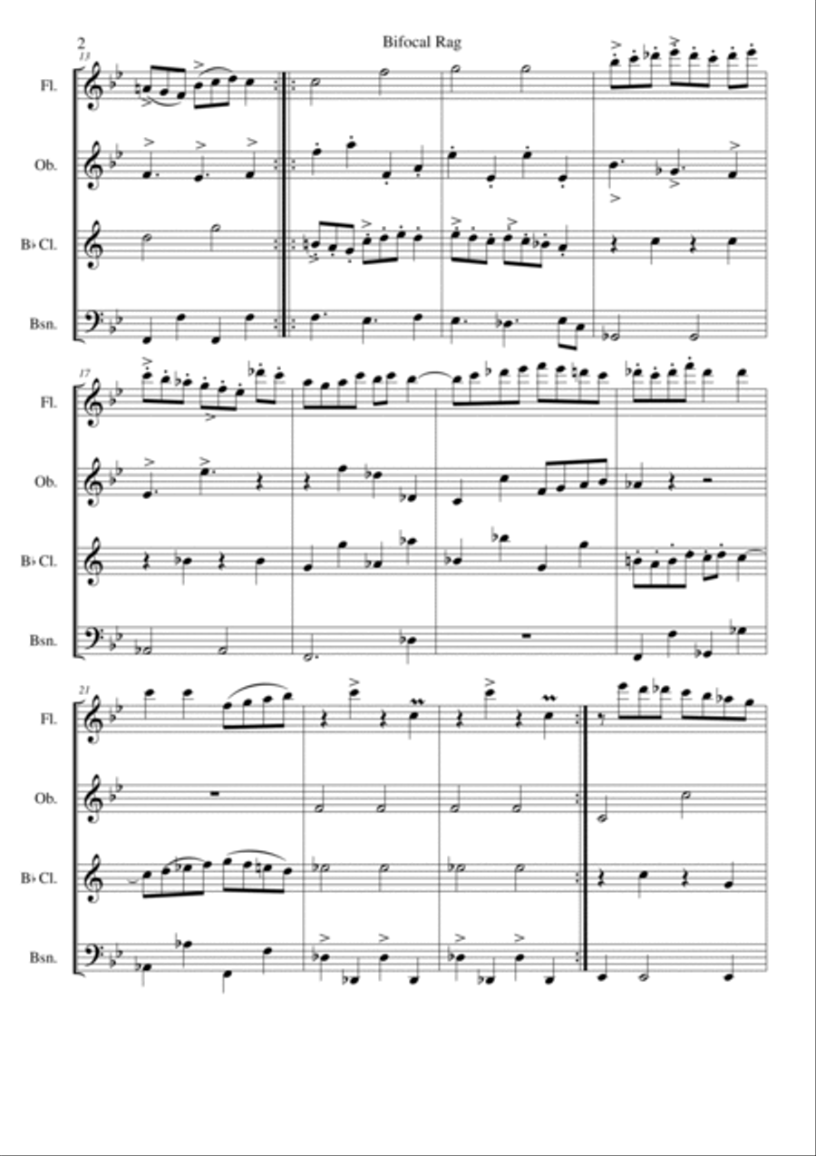Bifocal Rag for wind quartet Woodwind Quartet scores gallery preview page 2