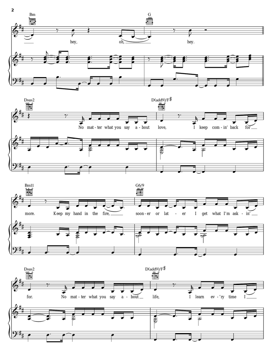Tattoo Piano, Vocal, Guitar scores gallery preview page 2