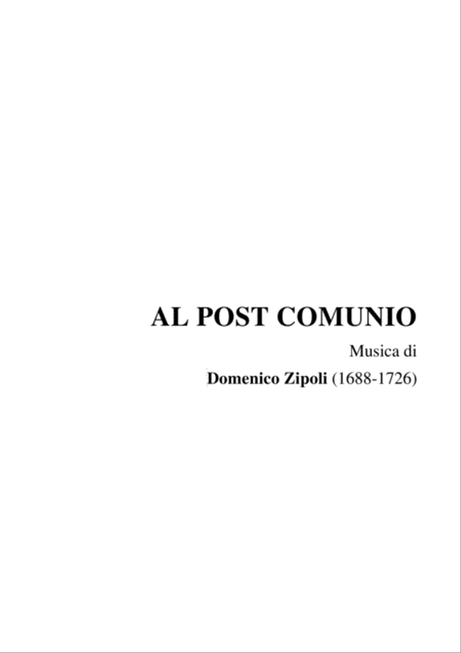 AL "POST COMUNIO" - Zipoli - From Sonate d’Intavolatura per Organo e Cimbalo image number null