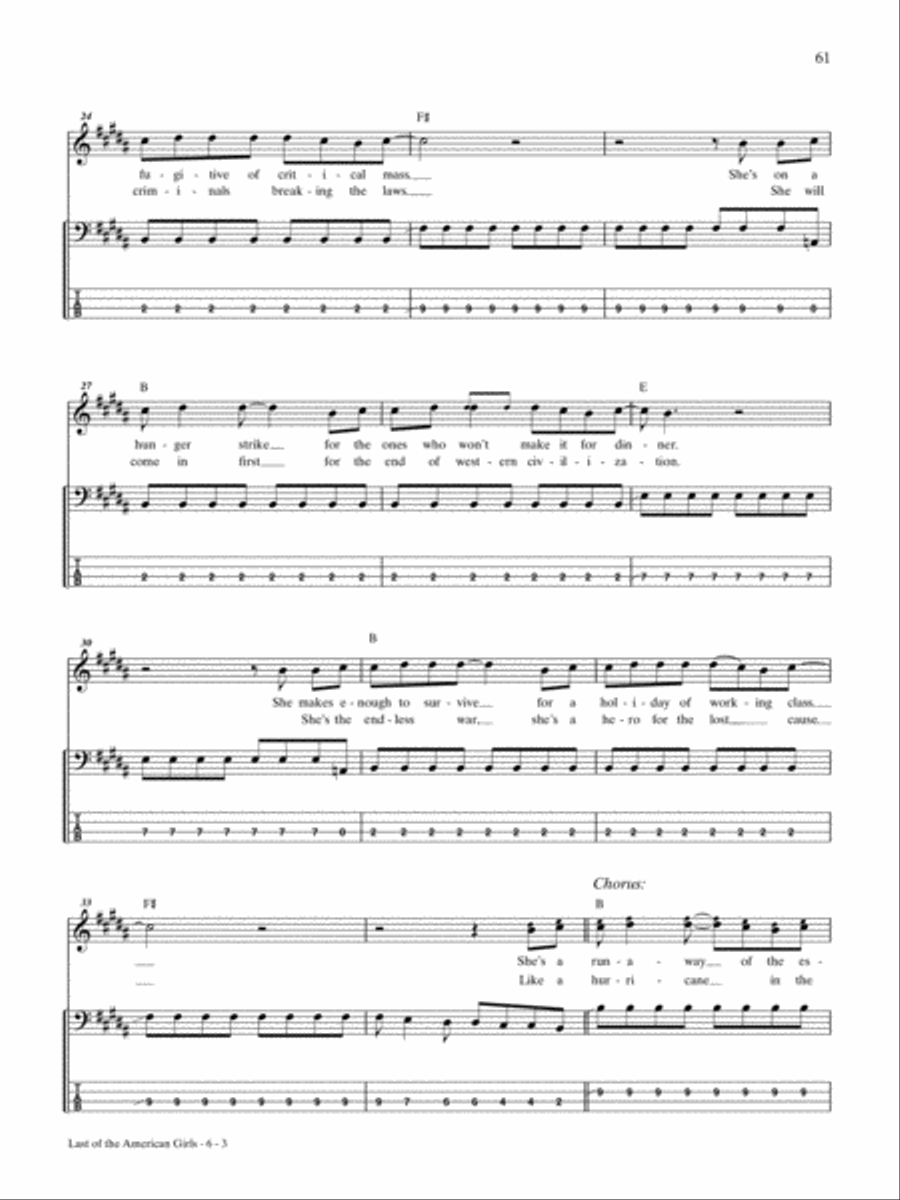 Last of the American Girls Bass Guitar Tablature scores gallery preview page 3
