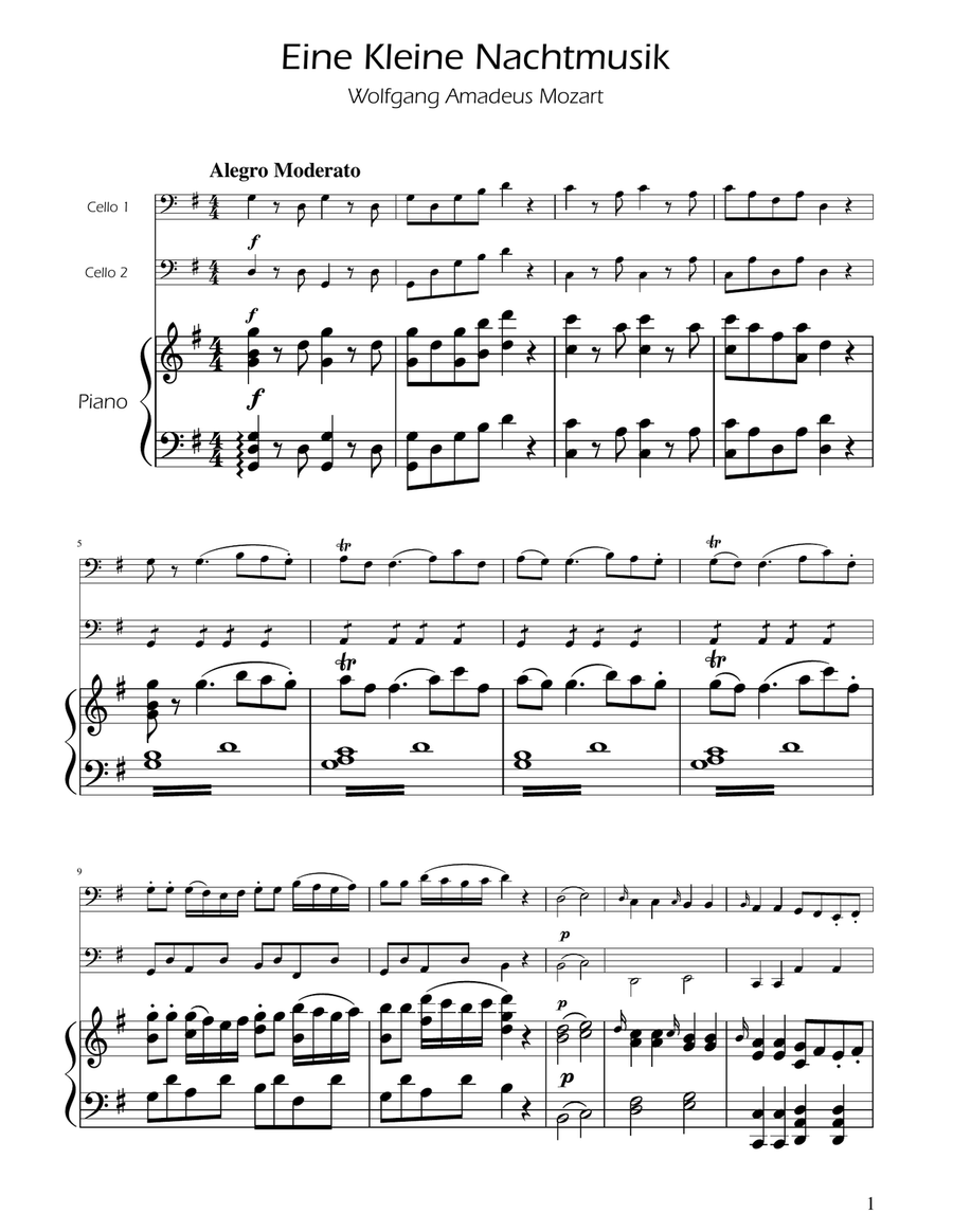 Mozart: Eine Kleine Nachtmusik (K.525) - Cello Duet