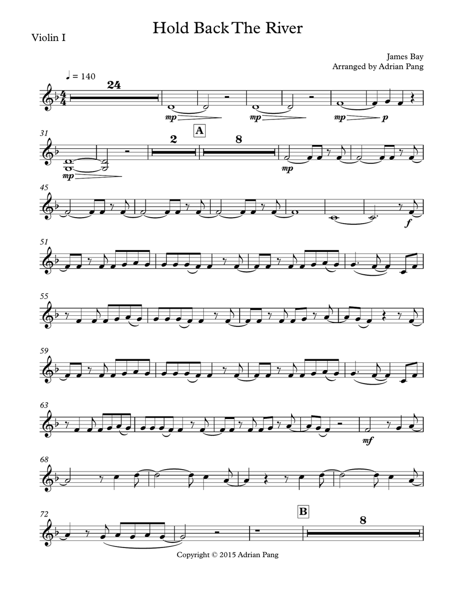 Hold Back The River Hold Back The River String Quartet scores gallery preview page 1