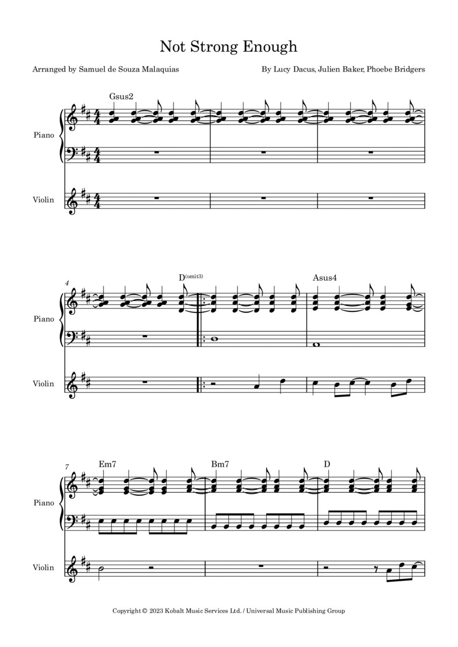 Not Strong Enough Not Strong Enough Violin Solo scores gallery preview page 1