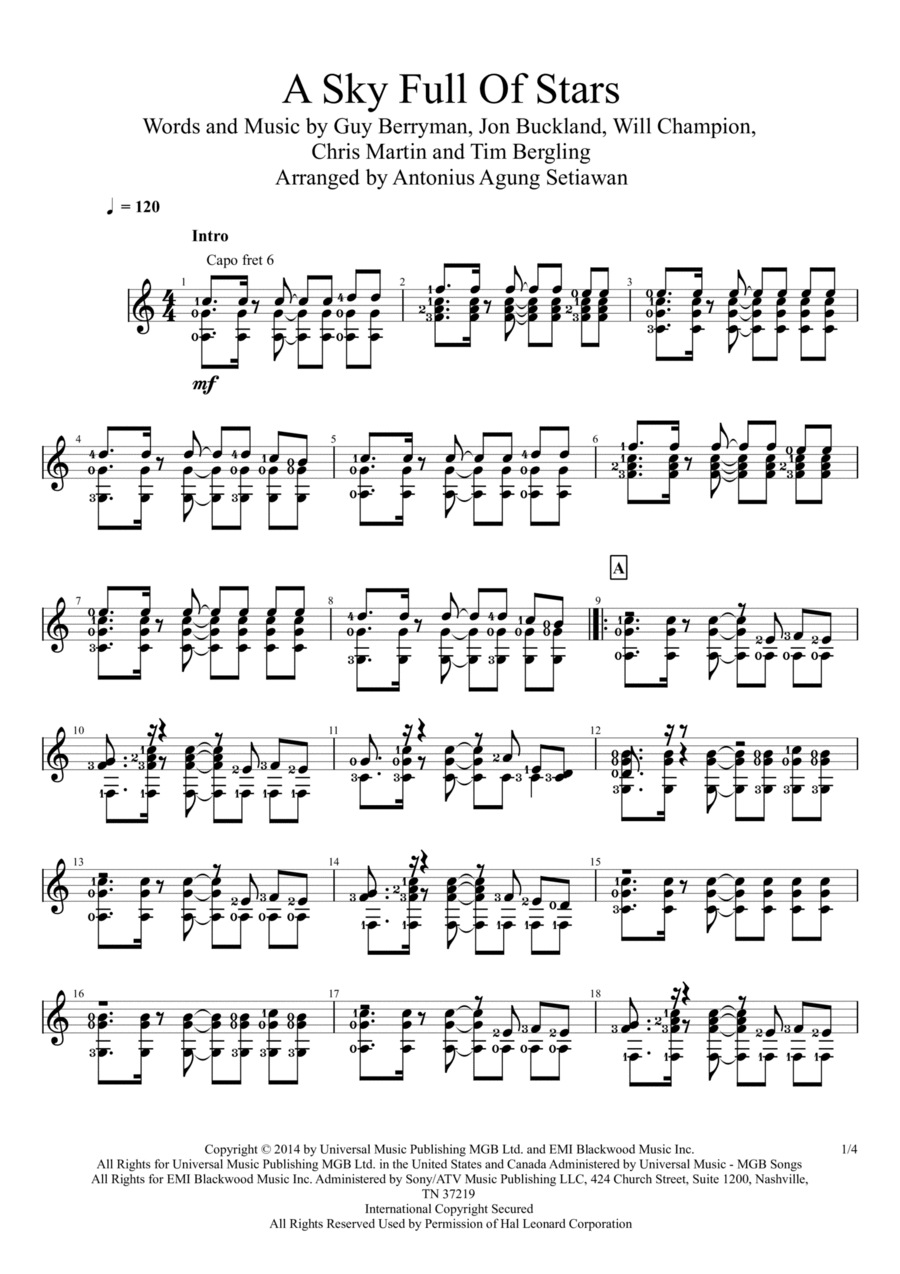 A Sky Full Of Stars A Sky Full Of Stars Guitar Solo scores gallery preview page 1