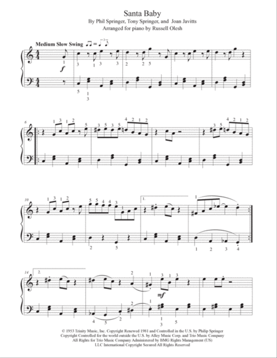 Santa Baby Piano Solo scores gallery preview page 5