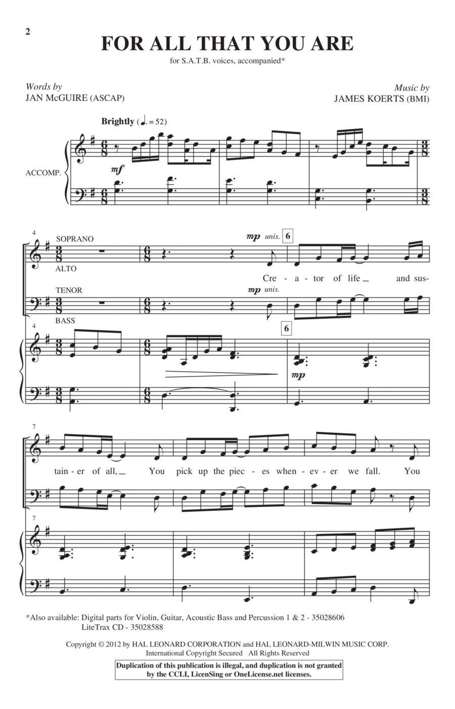 For All That You Are 4-Part scores gallery preview page 1