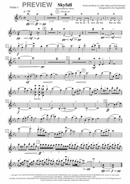 Skyfall (Orchestra + Voice, Transcription of Original, Score and Parts) image number null