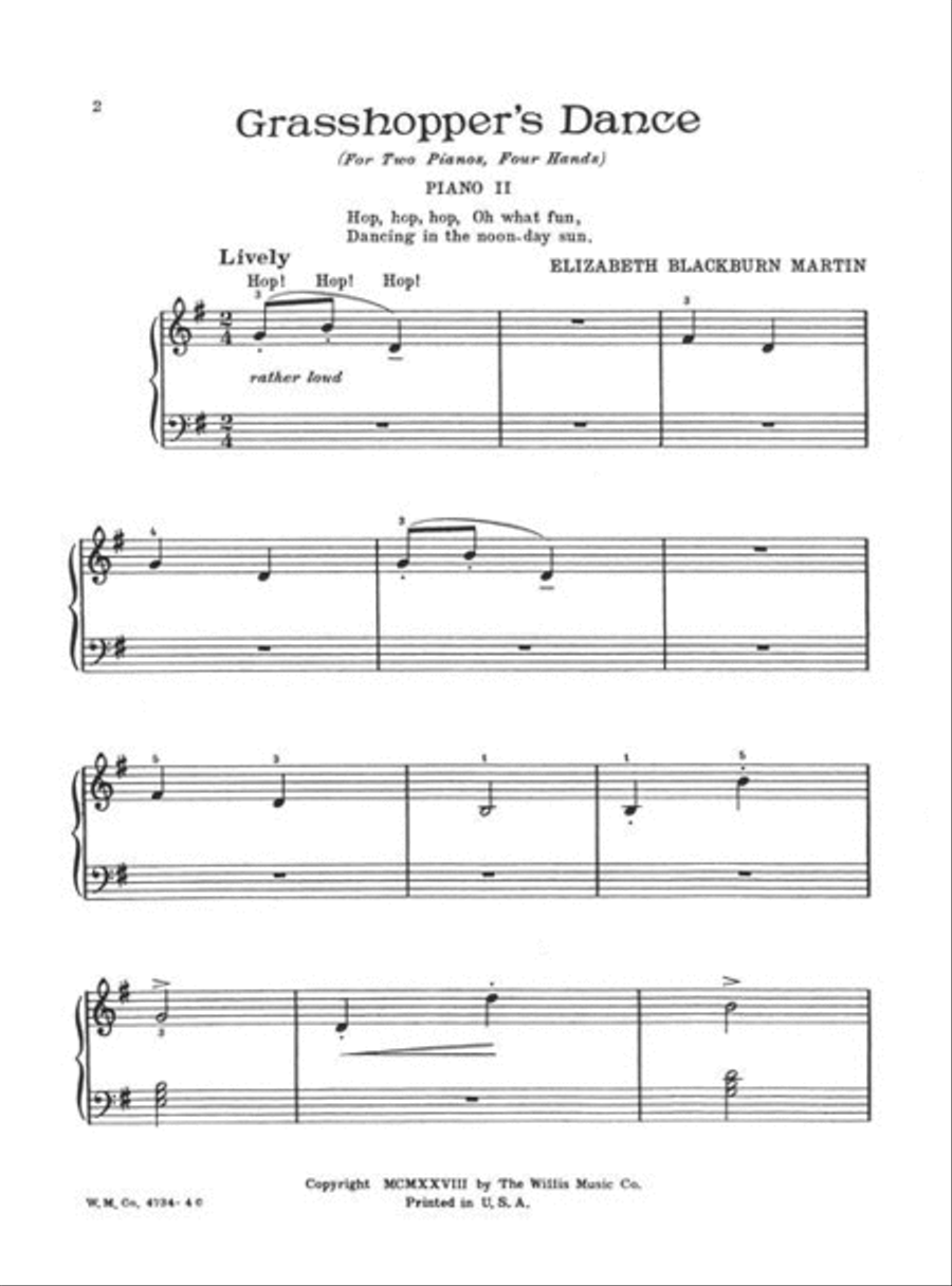 Grasshopper's Dance Easy Piano scores gallery preview page 4
