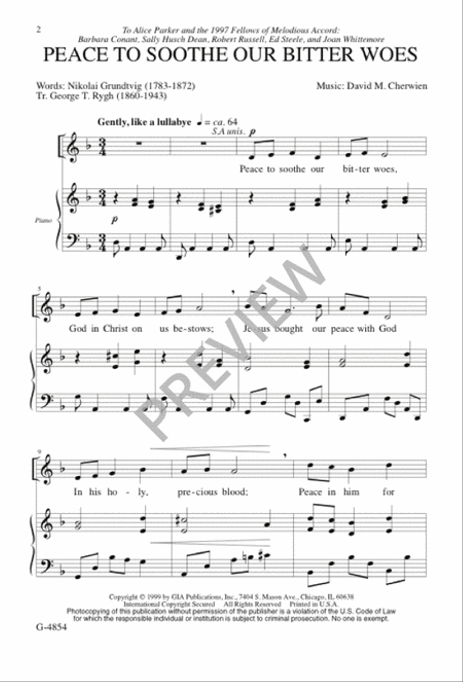 Peace to Soothe Our Bitter Woes 2-Part scores gallery preview page 3
