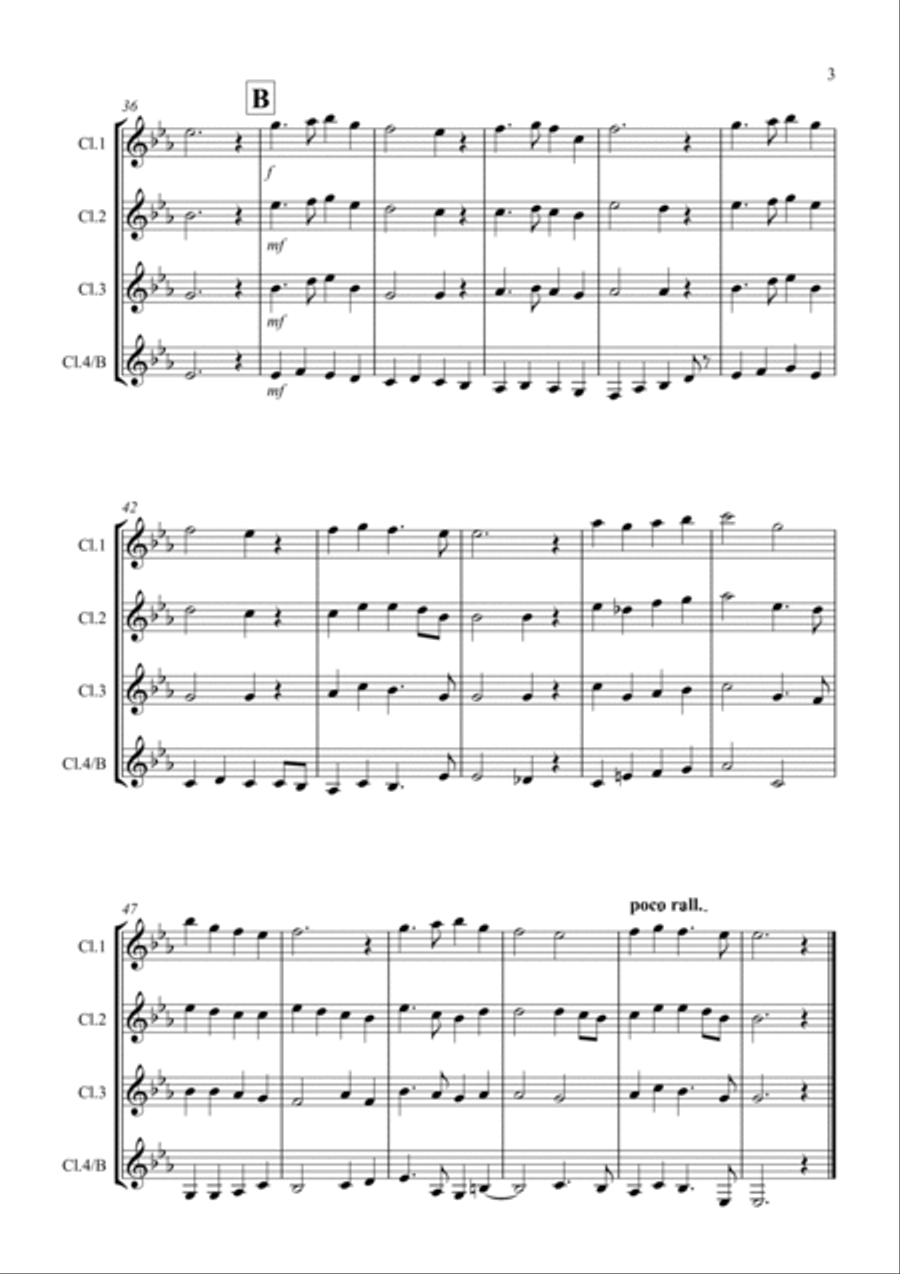 In the Bleak Midwinter for Clarinet Quartet Clarinet Quartet scores gallery preview page 3