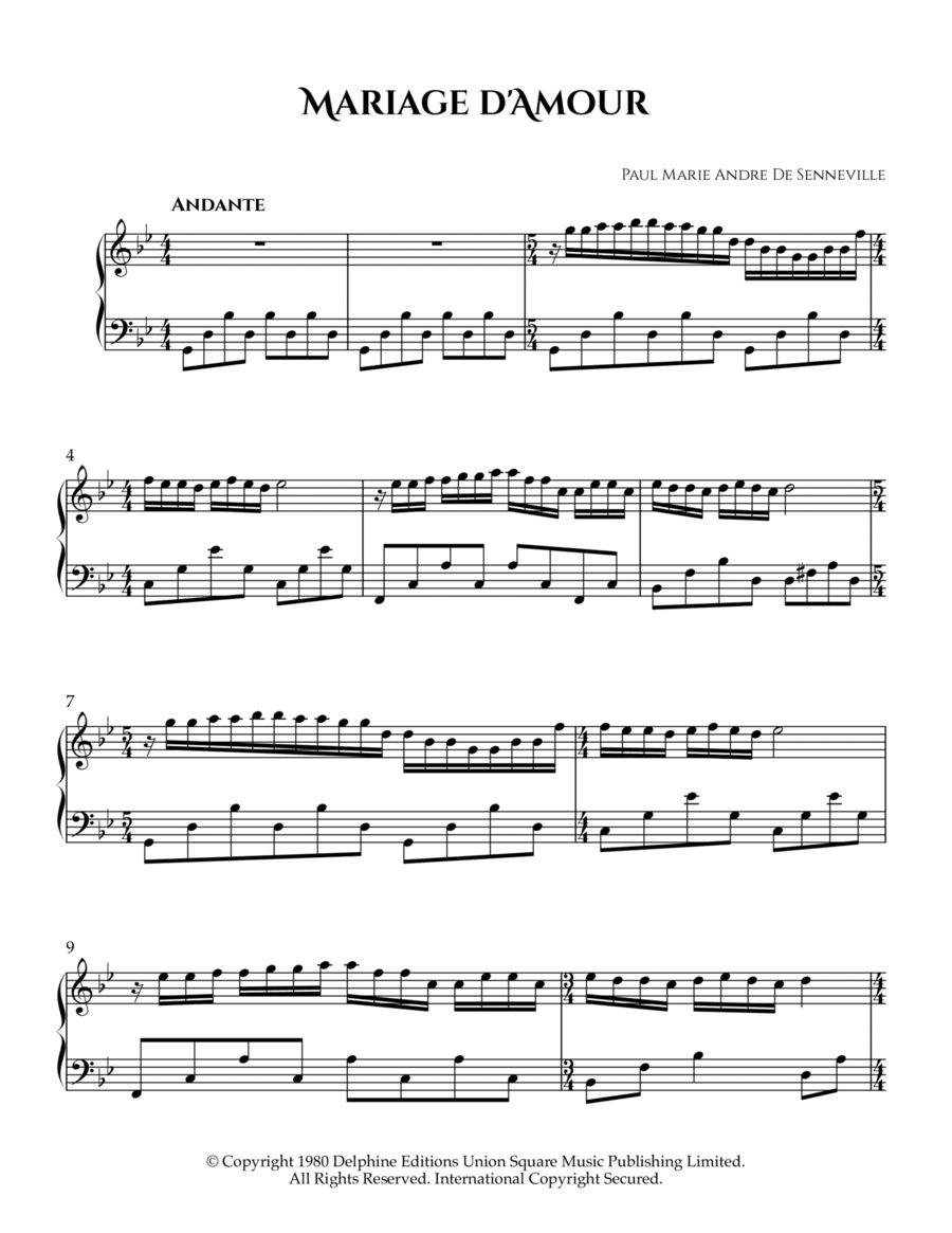 Mariage D'amour Piano Solo scores gallery preview page 1