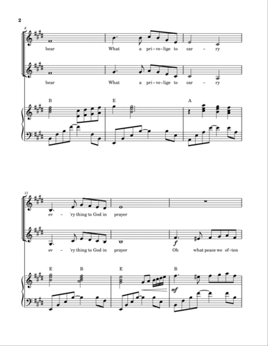 What A Friend We Have In Jesus (2-Part Choir) 2-Part scores gallery preview page 2