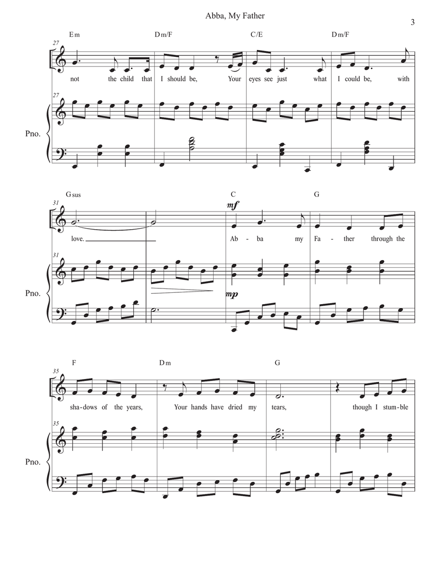 Abba, My Father Abba, My Father Piano, Vocal scores gallery preview page 3