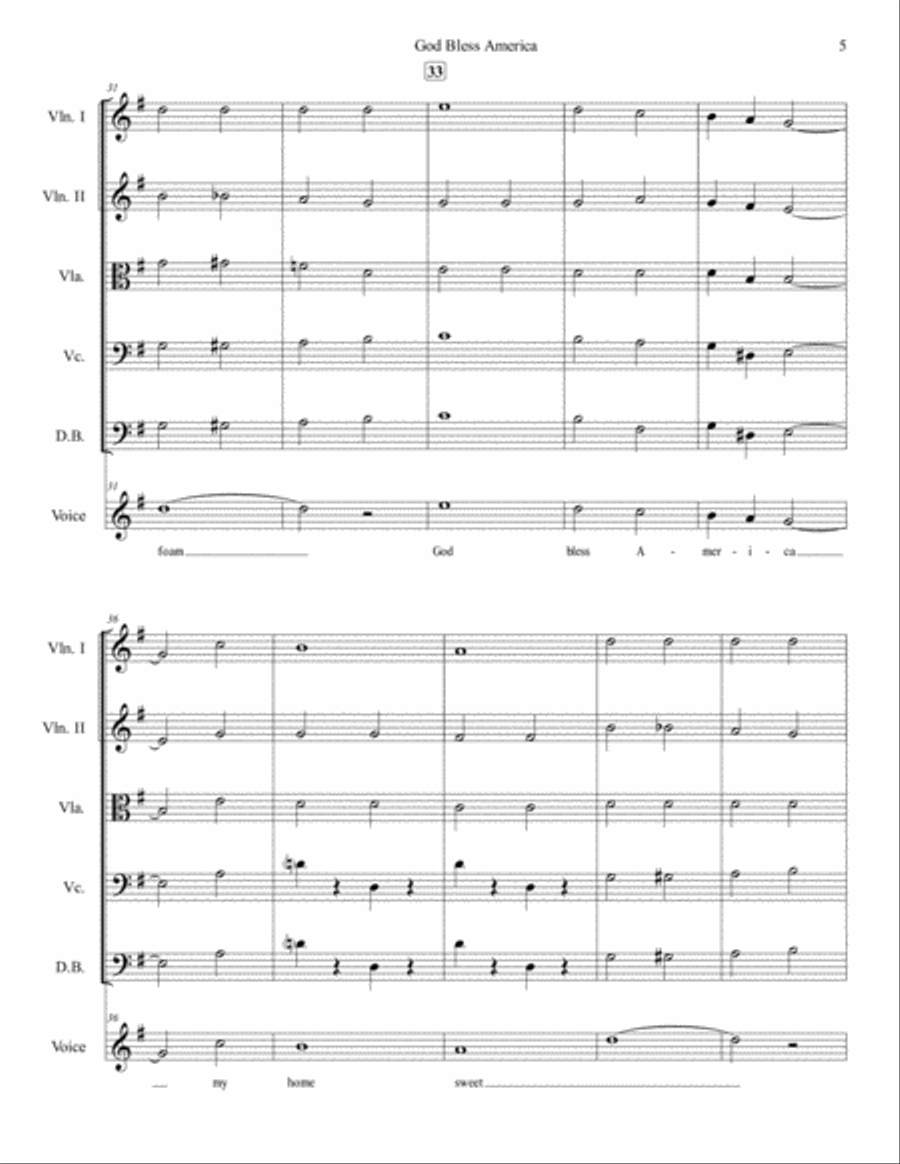 God Bless America God Bless America String Quintet scores gallery preview page 5