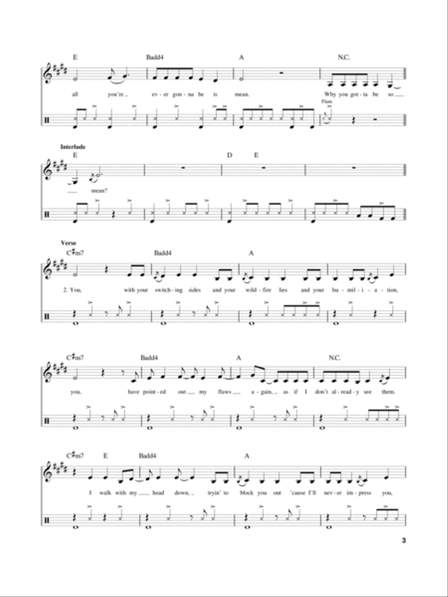 Mean (for Acoustic Guitar, Voice and Cajón) Voice scores gallery preview page 3