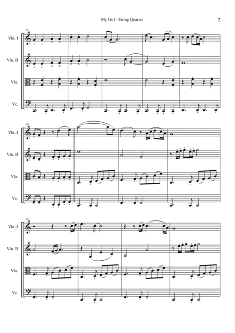 My Girl String Quartet scores gallery preview page 2