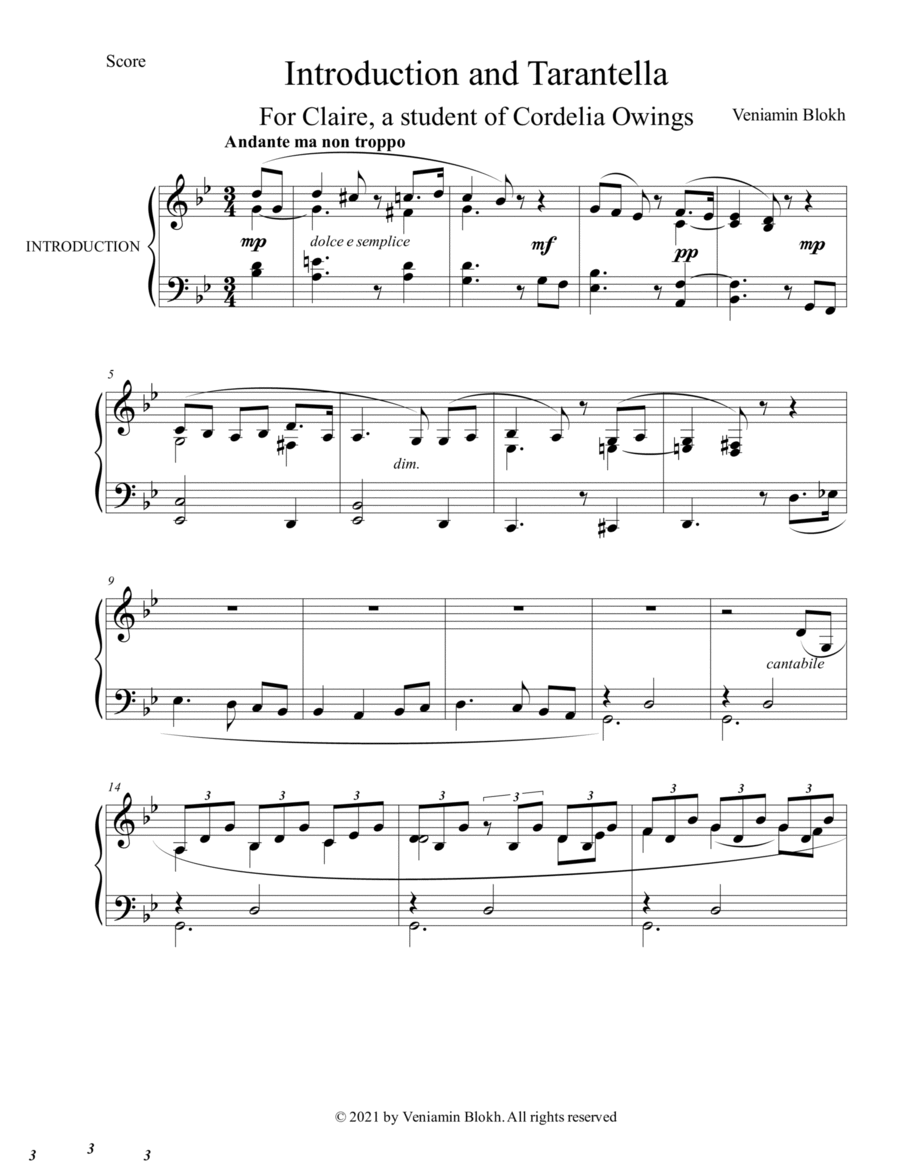 Introduction and Tarantella Piano Solo scores gallery preview page 1