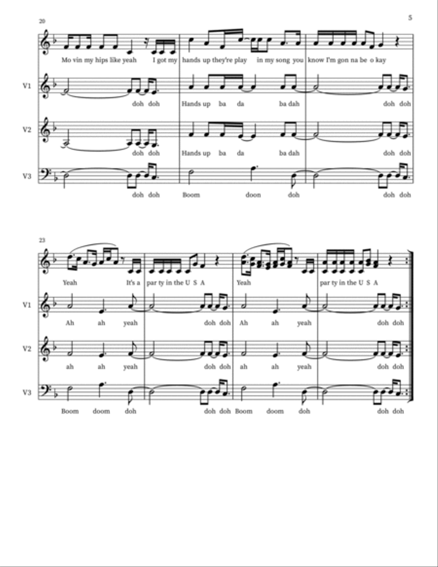 Party In The Usa 4-Part scores gallery preview page 5