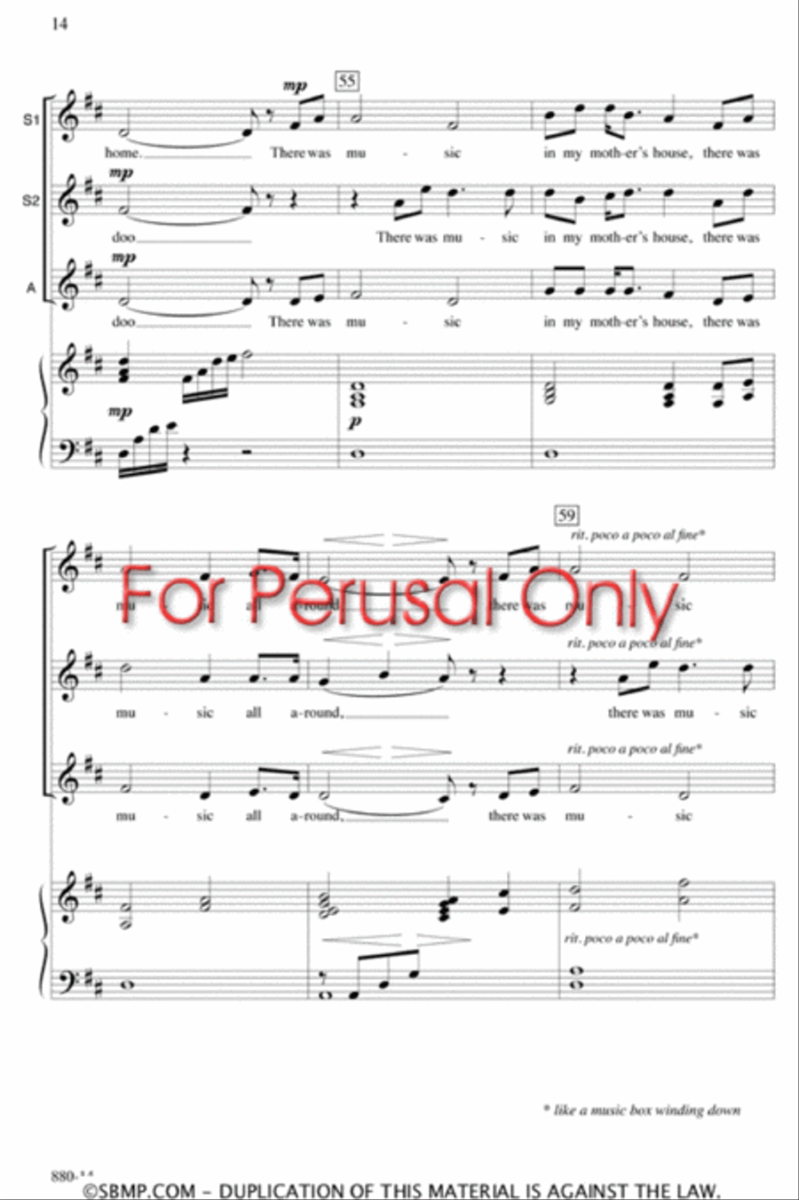 Music in My Mother's House - SSAA Octavo SSAA scores gallery preview page 13