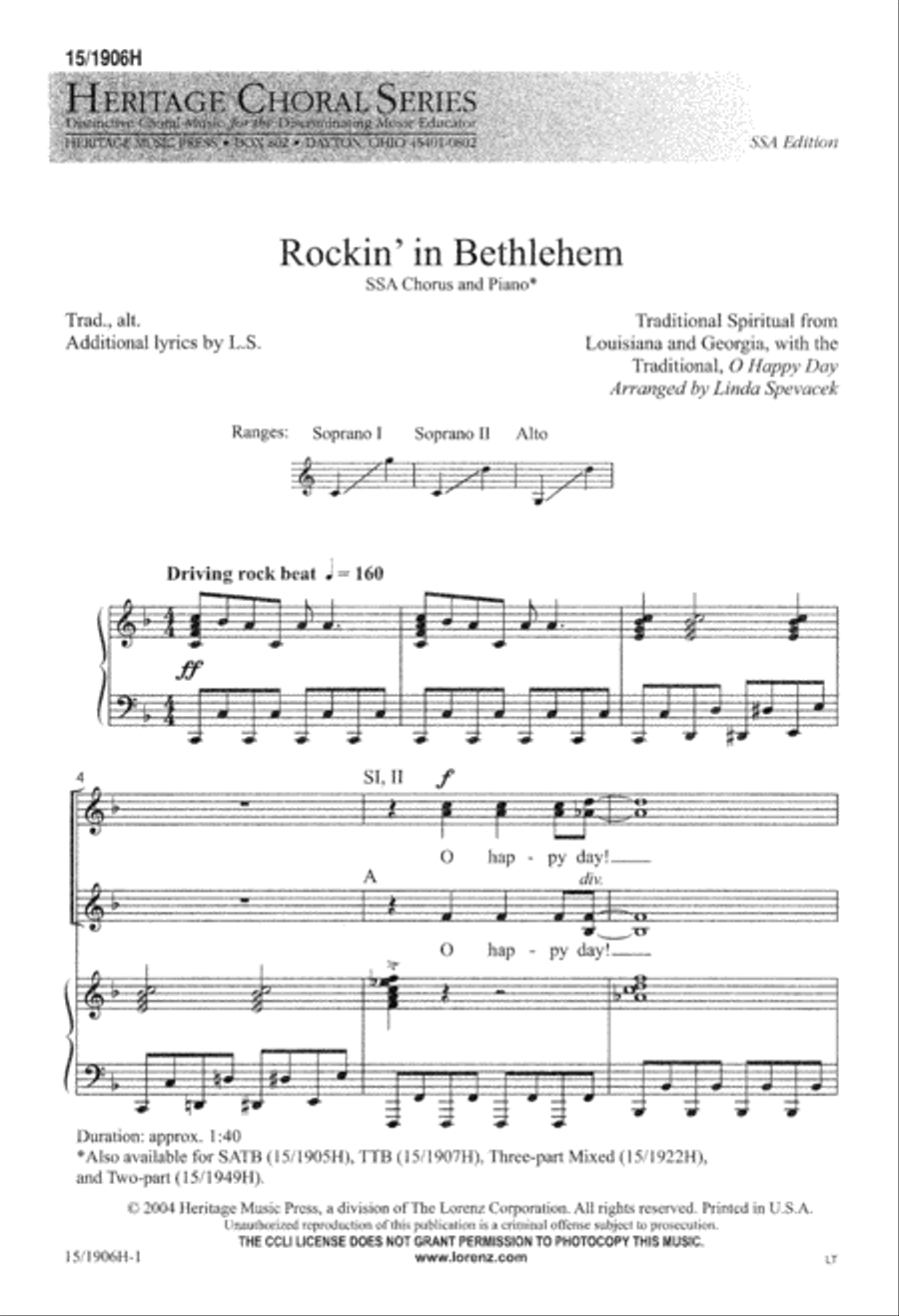 Rockin' in Bethlehem Rockin' in Bethlehem SSA scores gallery preview page 1